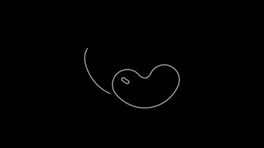 White line Beans icon isolated on black background. 4K Video motion graphic animation.