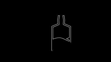 White line Tequila bottle and shot glass icon isolated on black background. Mexican alcohol drink. 4K Video motion graphic animation.