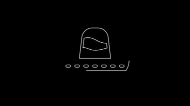 White line Traditional mexican sombrero hat icon isolated on black background. 4K Video motion graphic animation.