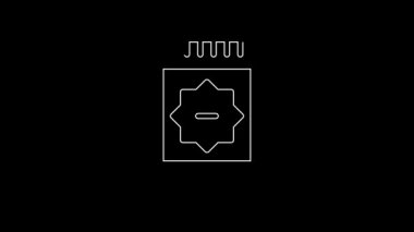 White line Mexican carpet icon isolated on black background. 4K Video motion graphic animation.