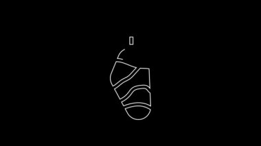White line Butterfly cocoon icon isolated on black background. Pupa of the butterfly. 4K Video motion graphic animation.