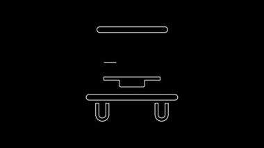 Beyaz çizgi kovanı siyah arka planda izole edilmiş arı simgesi için. Arı kovanı sembolü. Apiary ve arı yetiştiriciliği. Tatlı doğal yemek. 4K Video hareketli grafik canlandırması.