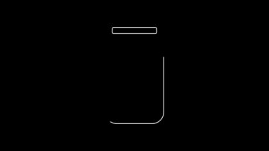 White line Glass jar with screw-cap icon isolated on black background. 4K Video motion graphic animation.