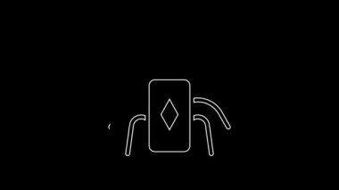 White line Beetle bug icon isolated on black background. 4K Video motion graphic animation.