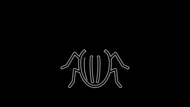 White line Chafer beetle icon isolated on black background. 4K Video motion graphic animation.