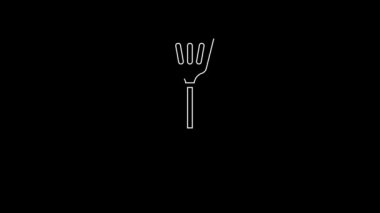 White line Fly swatter icon isolated on black background. 4K Video motion graphic animation.
