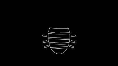 White line Larva insect icon isolated on black background. 4K Video motion graphic animation.