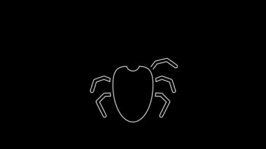 White line Beetle deer icon isolated on black background. Horned beetle. Big insect. 4K Video motion graphic animation.