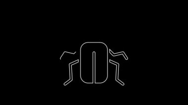 White line Chafer beetle icon isolated on black background. 4K Video motion graphic animation.