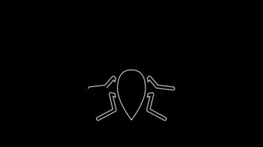 White line Cockroach icon isolated on black background. 4K Video motion graphic animation.