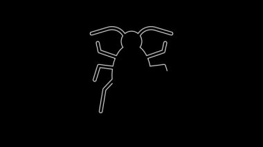 White line Cockroach icon isolated on black background. 4K Video motion graphic animation.