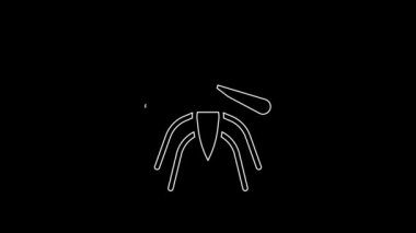 White line Mosquito icon isolated on black background. 4K Video motion graphic animation.