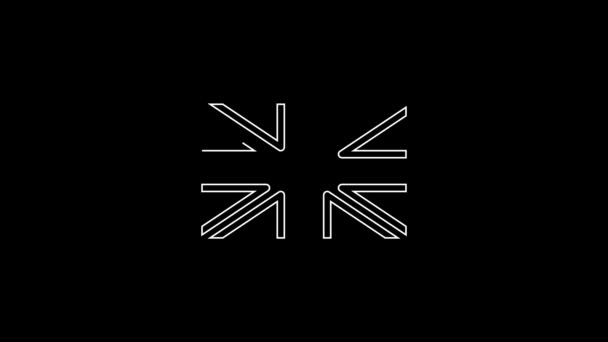 White Line Flag Great Britain Icon Isolated Black Background Flag — 비디오