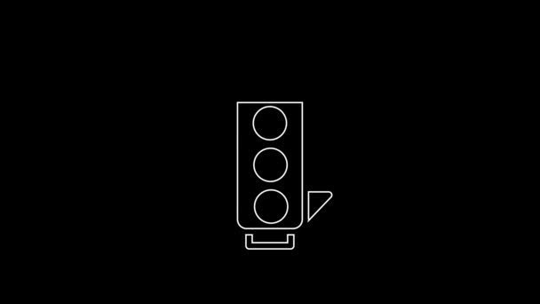 白い線黒の背景に隔離された交通信号アイコン 4Kビデオモーショングラフィックアニメーション — ストック動画