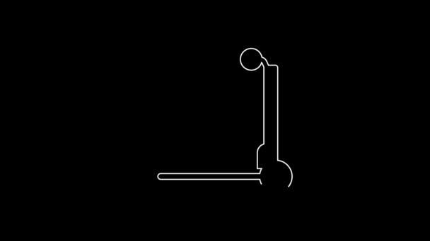 Ícone Scooter Linha Branca Isolado Fundo Preto Animação Gráfica Movimento — Vídeo de Stock