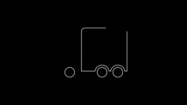 Λευκή Γραμμή Παράδοση Φορτηγό Φορτηγό Όχημα Εικονίδιο Απομονώνονται Μαύρο Φόντο — Αρχείο Βίντεο