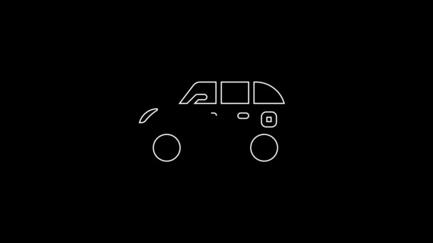 Linha Branca Hatchback Ícone Carro Isolado Fundo Preto Animação Gráfica — Vídeo de Stock