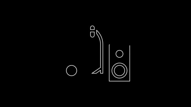 Біла Лінія Домашній Стерео Двома Піктограмами Гучномовця Ізольовані Чорному Тлі — стокове відео