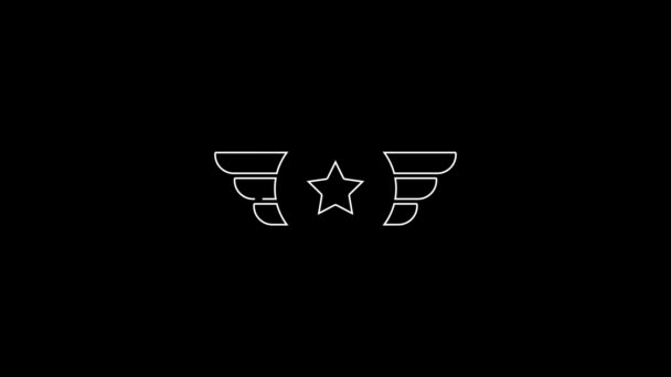 White Line Star American Military Icon Isolated Black Background Military — 비디오