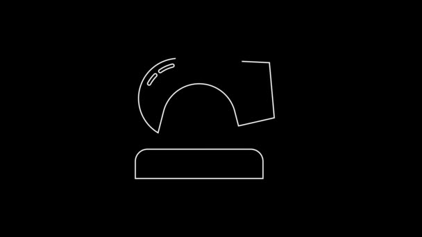 Witte Lijn Cannon Pictogram Geïsoleerd Zwarte Achtergrond Video Motion Grafische — Stockvideo