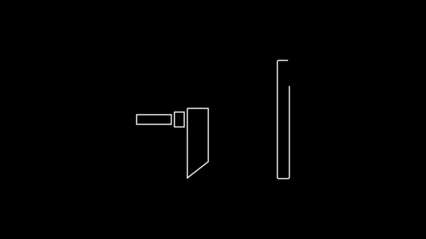 Біла Лінія Музичний Інструмент Піктограма Труби Ізольовано Чорному Тлі Відео — стокове відео
