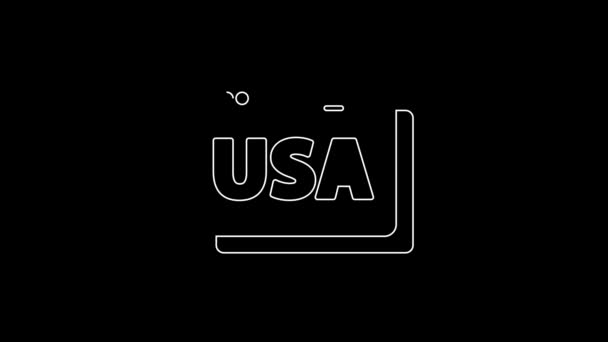 White Line Usa United States America Browser Icon Isolated Black — Stock videók