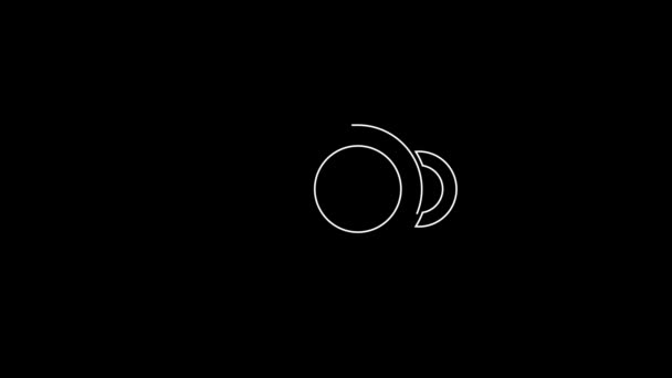 Witte Lijn Fluit Pictogram Geïsoleerd Zwarte Achtergrond Scheidsrechter Symbool Fitness — Stockvideo