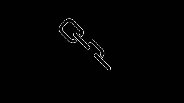 White Line Chain Link Icon Isolated Black Background Link Single — Stock Video