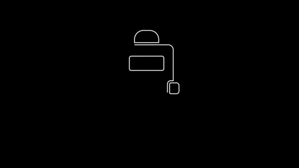 Значок Полицейского Щита Белой Линии Изолирован Черном Фоне Видеографическая Анимация — стоковое видео