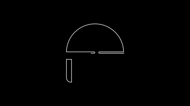 Witte Lijn Militaire Helm Pictogram Geïsoleerd Zwarte Achtergrond Legerhoed Symbool — Stockvideo