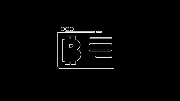 Ikon Koin Cryptocurrency Baris Putih Ikon Bitcoin Terisolasi Pada Latar — Stok Video