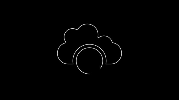 Біла Лінія Значок Хмарного Видобутку Криптовалют Ізольовано Чорному Тлі Блокчейн — стокове відео