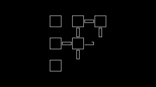 Иконка Белой Линии Технологией Цепочки Выделена Черном Фоне Данные Криптовалюте — стоковое видео
