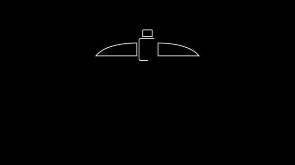 Біла Лінія Піктограма Pickaxe Ізольована Чорному Тлі Блокчейн Технології Видобуток — стокове відео