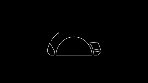 White Line Dumpling Icon Isolated Black Background Traditional Chinese Dish — Wideo stockowe