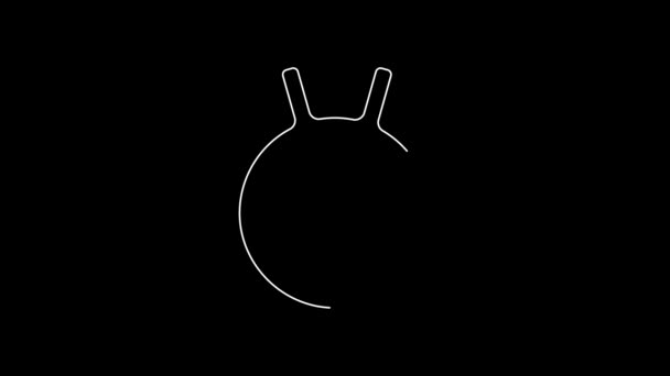 白い線黒の背景に隔離されたケトルベルのアイコン スポーツ用具 4Kビデオモーショングラフィックアニメーション — ストック動画