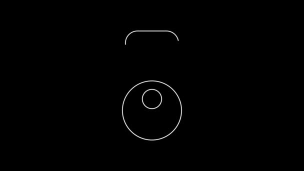 Белая Линия Значок Гиря Изолирован Черном Фоне Спортивное Оборудование Видеографическая — стоковое видео