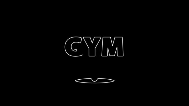 White Line Location Gym Icon Isolated Black Background Video Motion — Wideo stockowe