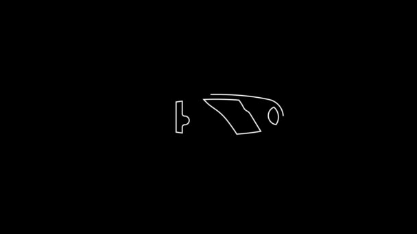White Line Cigar Icon Isolated Black Background Video Motion Graphic — 图库视频影像