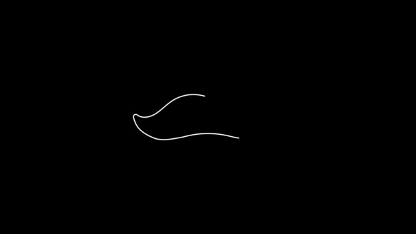 Linie Albă Pictograma Mustache Izolată Fundal Negru Simbolul Frizeriei Stilul — Videoclip de stoc