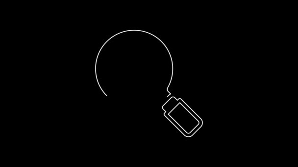 白线放大镜图标孤立在黑色背景 商业符号 4K视频运动图形动画 — 图库视频影像