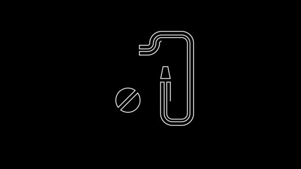 White Line Pressure Sprayer Extermination Insects Icon Isolated Black Background — Wideo stockowe