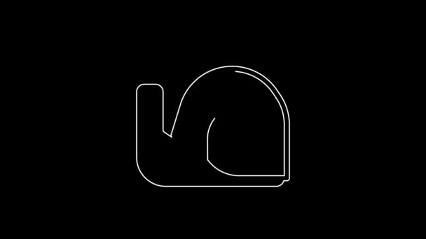 White Line Snail Icon Isolated Black Background Video Motion Graphic — Vídeo de stock