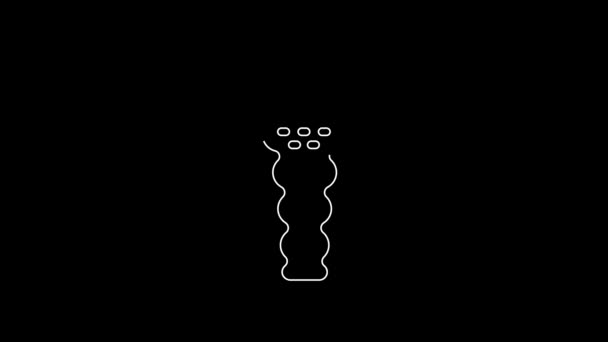 White Line Larva Insect Icon Isolated Black Background Video Motion — Video Stock