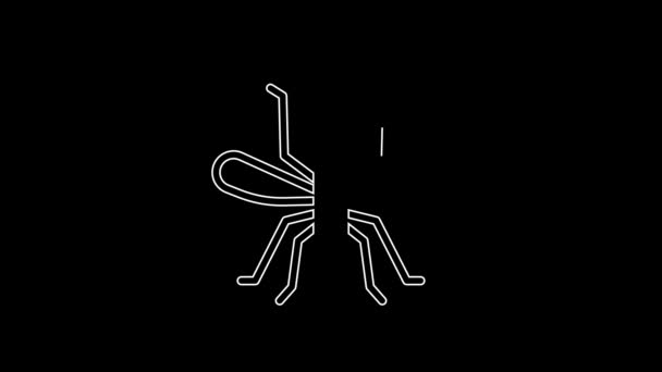 White Line Mosquito Icon Isolated Black Background Video Motion Graphic — Stock video