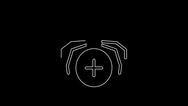 Witte Lijn Spider Pictogram Geïsoleerd Zwarte Achtergrond Gelukkig Halloween Feest — Stockvideo