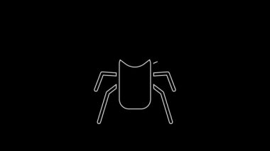 White line Beetle bug icon isolated on black background. 4K Video motion graphic animation.