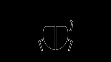 White line Mite icon isolated on black background. 4K Video motion graphic animation.