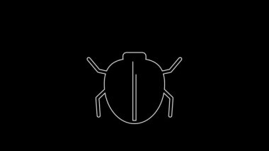 White line Mite icon isolated on black background. 4K Video motion graphic animation.