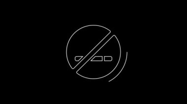 Siyah arkaplanda sigara içilmeyen beyaz çizgi. Sigara sembolü. 4K Video hareketli grafik canlandırması.